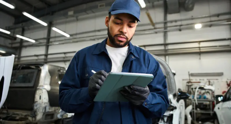 mężczyzna stosujący metodę kaizen na produkcji