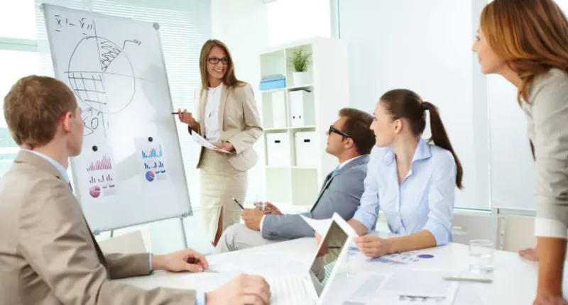 Zespół omawiający poprawę działania procesów w firmie